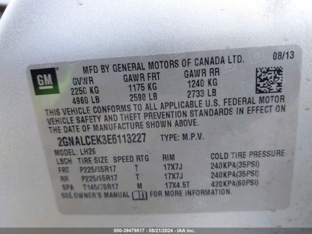 Photo 8 VIN: 2GNALCEK3E6113227 - CHEVROLET EQUINOX 