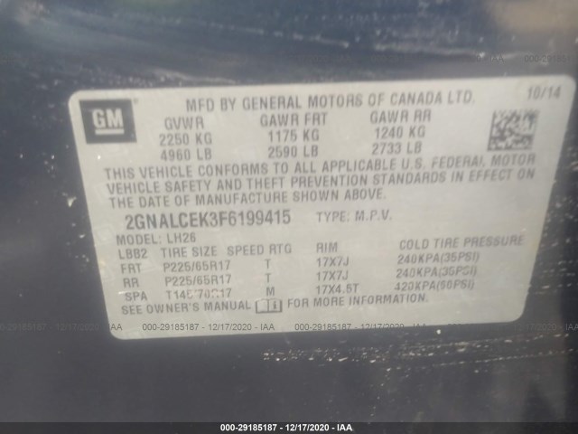 Photo 8 VIN: 2GNALCEK3F6199415 - CHEVROLET EQUINOX 