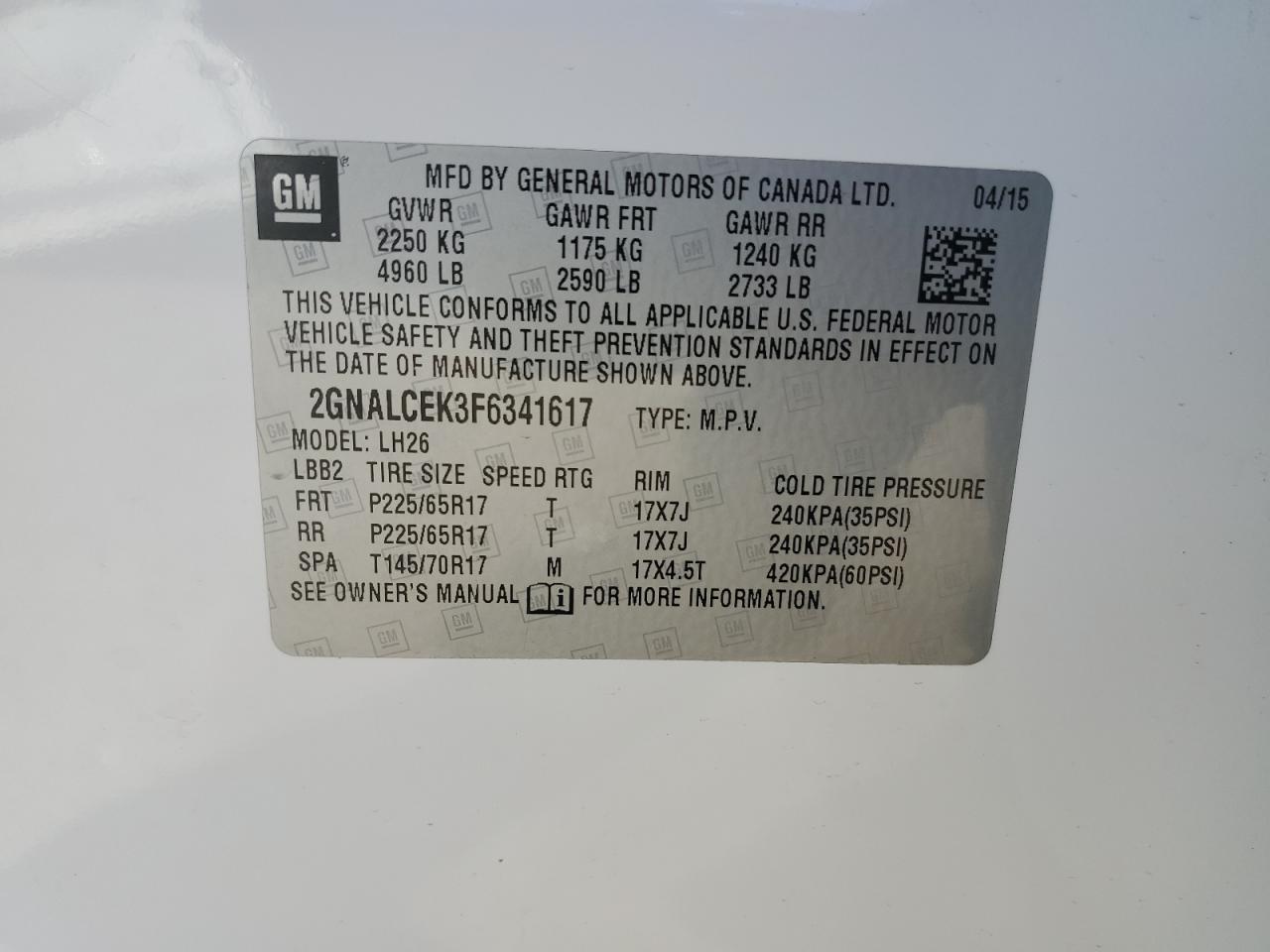 Photo 13 VIN: 2GNALCEK3F6341617 - CHEVROLET EQUINOX 