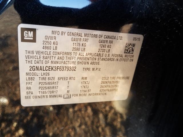 Photo 9 VIN: 2GNALCEK3F6379302 - CHEVROLET EQUINOX LT 