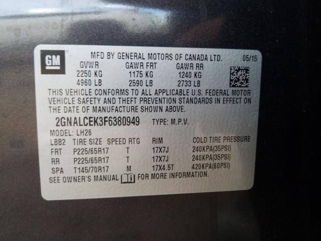 Photo 9 VIN: 2GNALCEK3F6380949 - CHEVROLET EQUINOX LT 