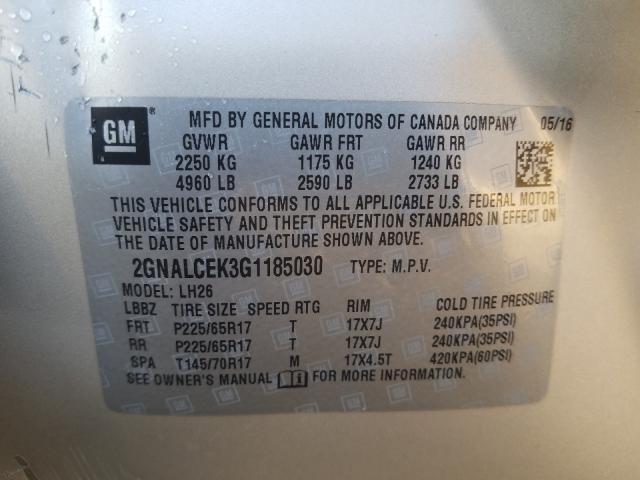 Photo 9 VIN: 2GNALCEK3G1185030 - CHEVROLET EQUINOX LT 