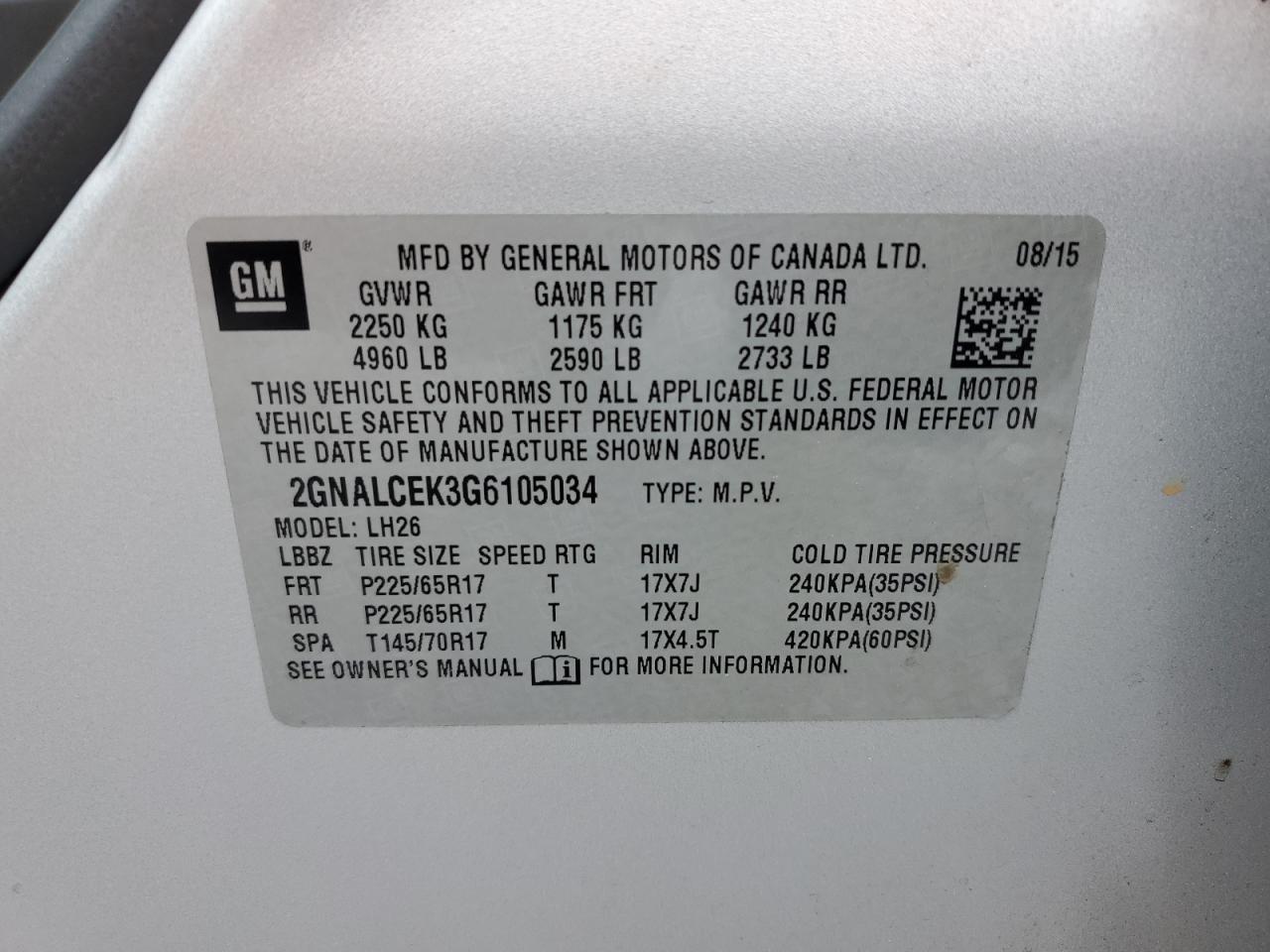 Photo 12 VIN: 2GNALCEK3G6105034 - CHEVROLET EQUINOX 