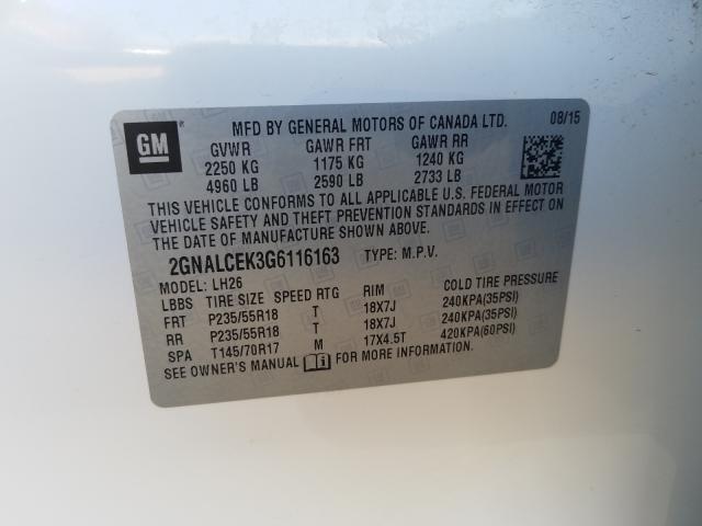 Photo 9 VIN: 2GNALCEK3G6116163 - CHEVROLET EQUINOX LT 