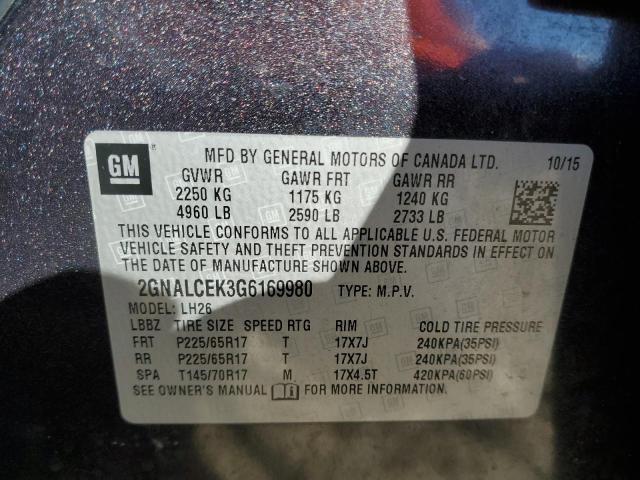 Photo 11 VIN: 2GNALCEK3G6169980 - CHEVROLET EQUINOX LT 