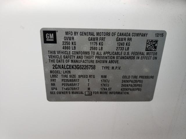 Photo 12 VIN: 2GNALCEK3G6226758 - CHEVROLET EQUINOX 