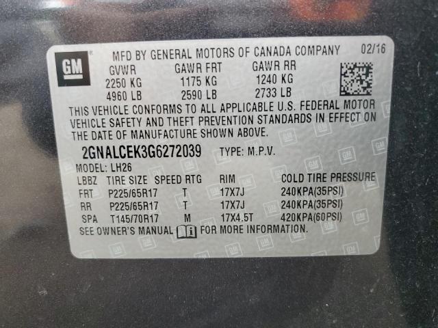 Photo 9 VIN: 2GNALCEK3G6272039 - CHEVROLET EQUINOX LT 