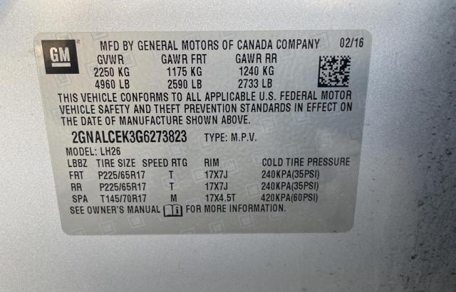 Photo 9 VIN: 2GNALCEK3G6273823 - CHEVROLET EQUINOX LT 