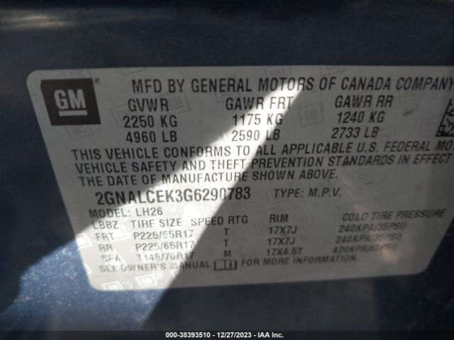 Photo 8 VIN: 2GNALCEK3G6290783 - CHEVROLET EQUINOX 