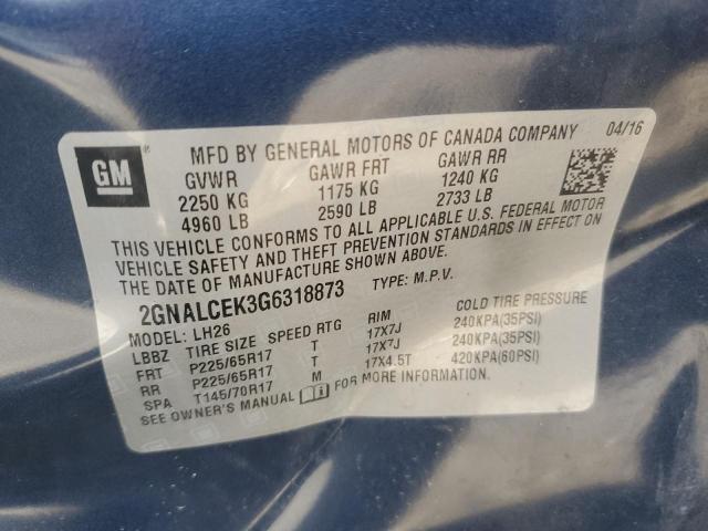 Photo 12 VIN: 2GNALCEK3G6318873 - CHEVROLET EQUINOX LT 