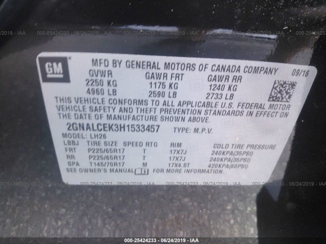 Photo 8 VIN: 2GNALCEK3H1533457 - CHEVROLET EQUINOX 