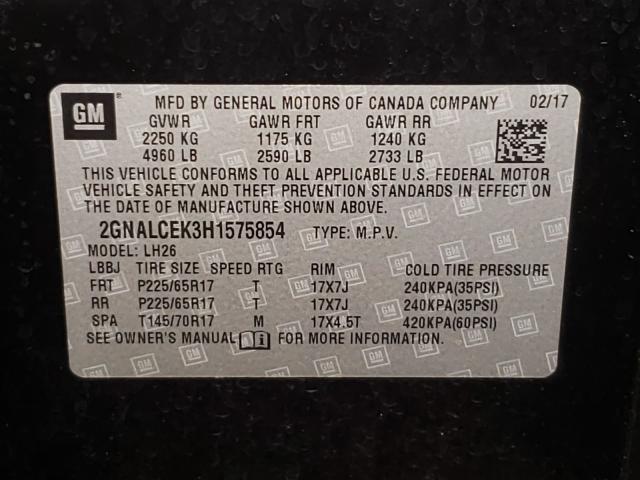 Photo 9 VIN: 2GNALCEK3H1575854 - CHEVROLET EQUINOX LT 