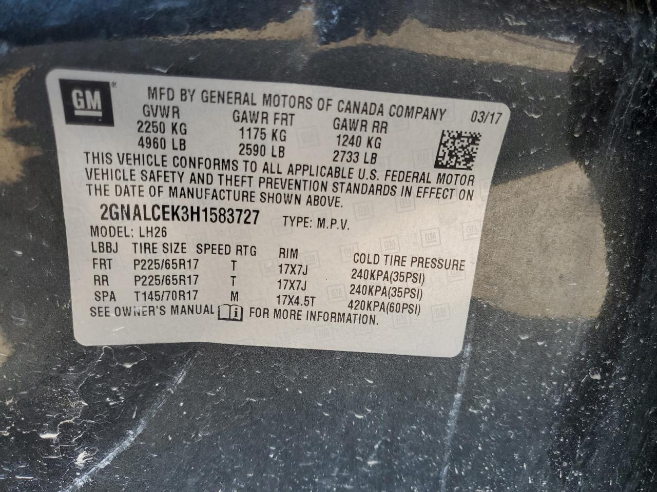 Photo 12 VIN: 2GNALCEK3H1583727 - CHEVROLET EQUINOX 