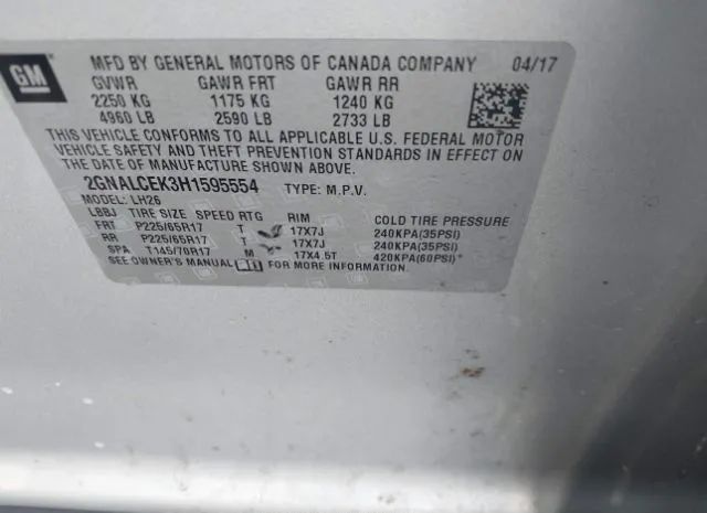 Photo 8 VIN: 2GNALCEK3H1595554 - CHEVROLET EQUINOX 