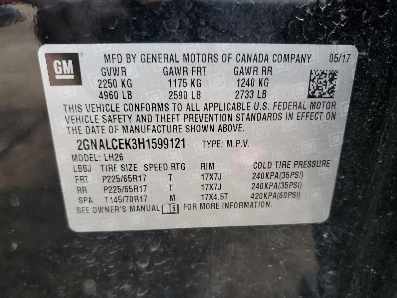 Photo 12 VIN: 2GNALCEK3H1599121 - CHEVROLET EQUINOX 