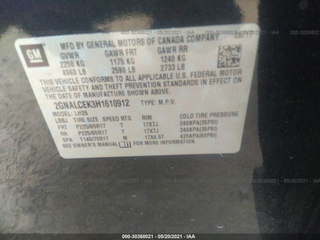 Photo 8 VIN: 2GNALCEK3H1610912 - CHEVROLET EQUINOX 