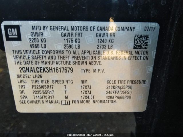 Photo 8 VIN: 2GNALCEK3H1617679 - CHEVROLET EQUINOX 