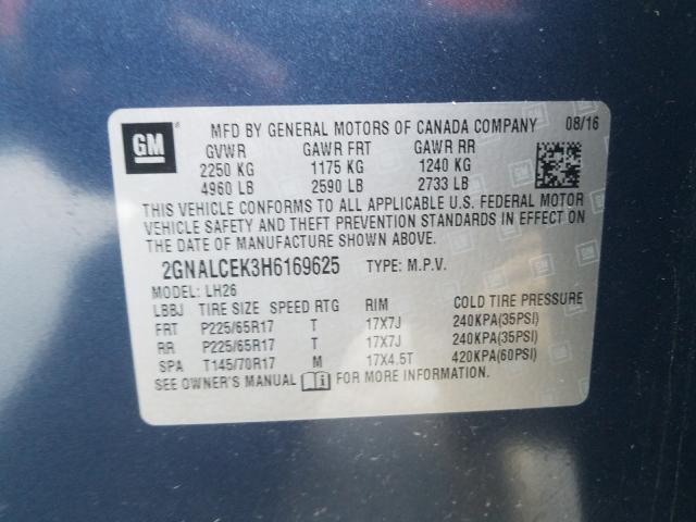 Photo 9 VIN: 2GNALCEK3H6169625 - CHEVROLET EQUINOX LT 