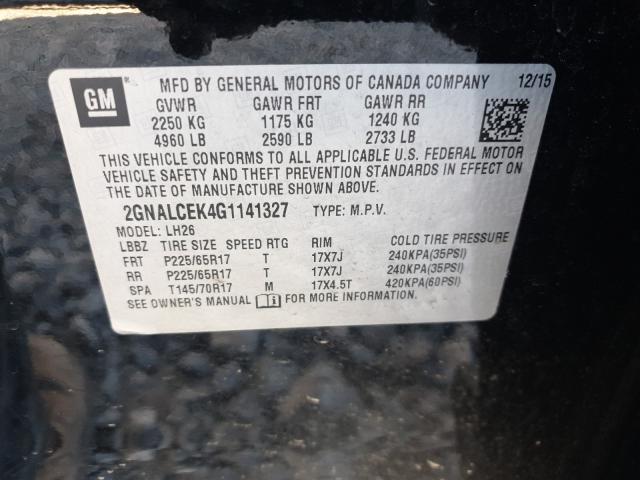 Photo 9 VIN: 2GNALCEK4G1141327 - CHEVROLET EQUINOX LT 