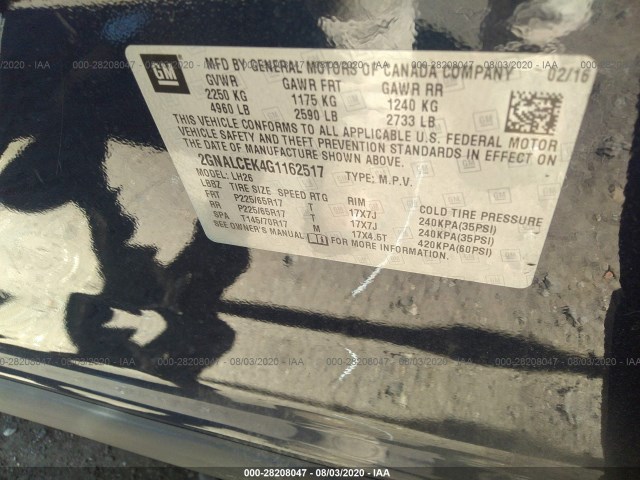 Photo 8 VIN: 2GNALCEK4G1162517 - CHEVROLET EQUINOX 