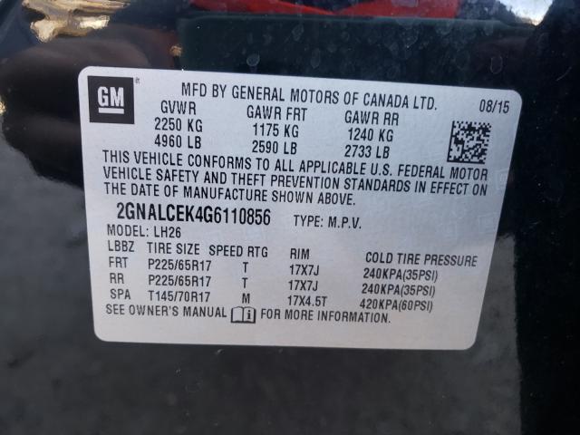 Photo 9 VIN: 2GNALCEK4G6110856 - CHEVROLET EQUINOX LT 