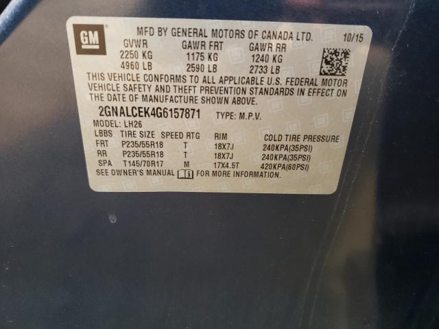 Photo 9 VIN: 2GNALCEK4G6157871 - CHEVROLET EQUINOX LT 