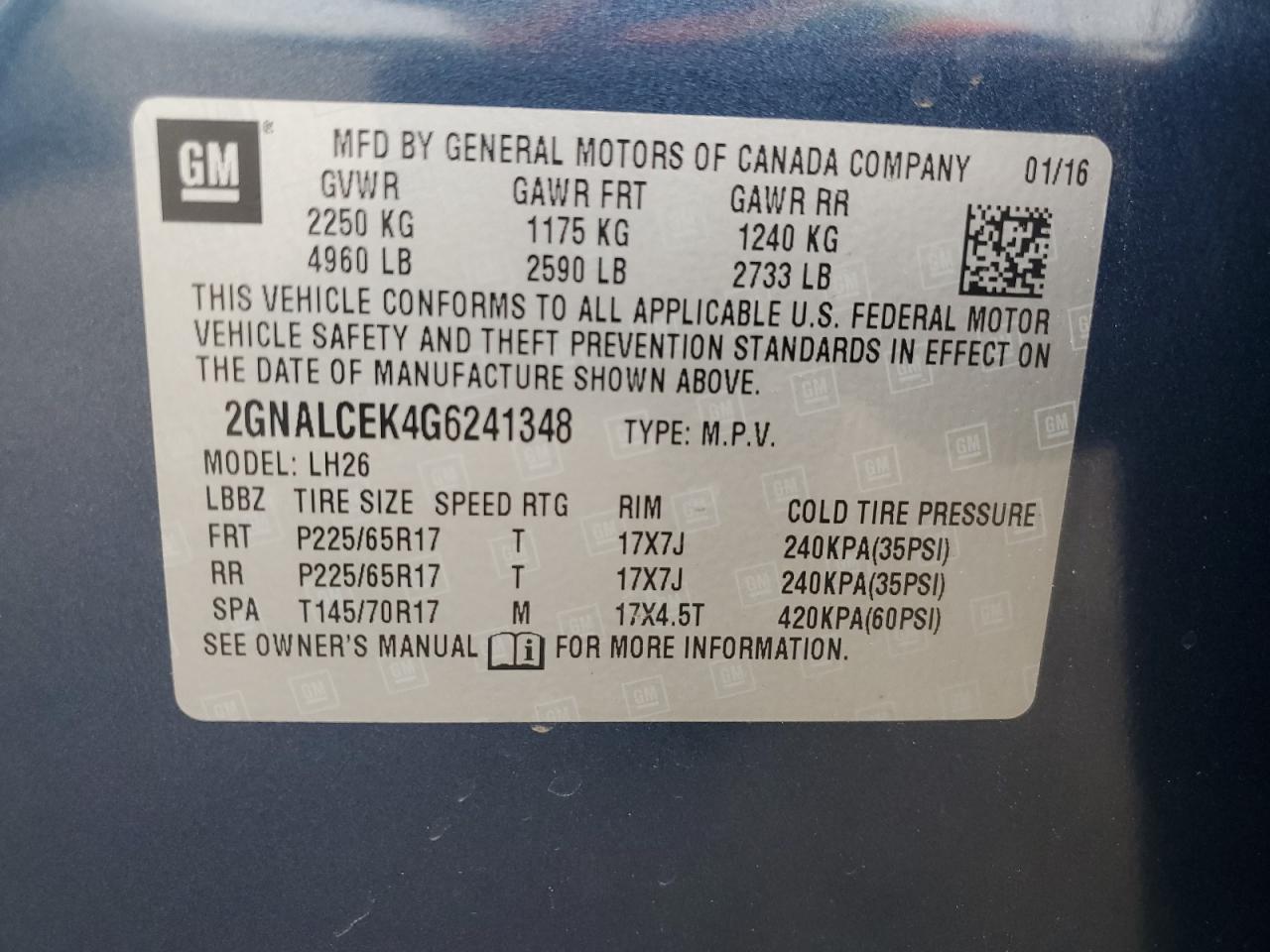 Photo 11 VIN: 2GNALCEK4G6241348 - CHEVROLET EQUINOX 