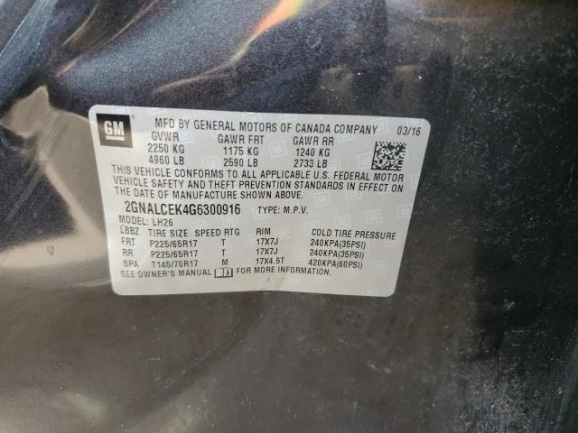 Photo 12 VIN: 2GNALCEK4G6300916 - CHEVROLET EQUINOX LT 