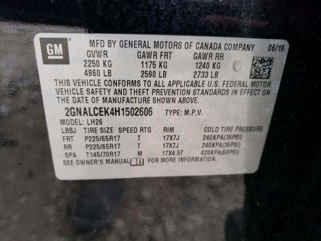 Photo 13 VIN: 2GNALCEK4H1502606 - CHEVROLET EQUINOX LT 