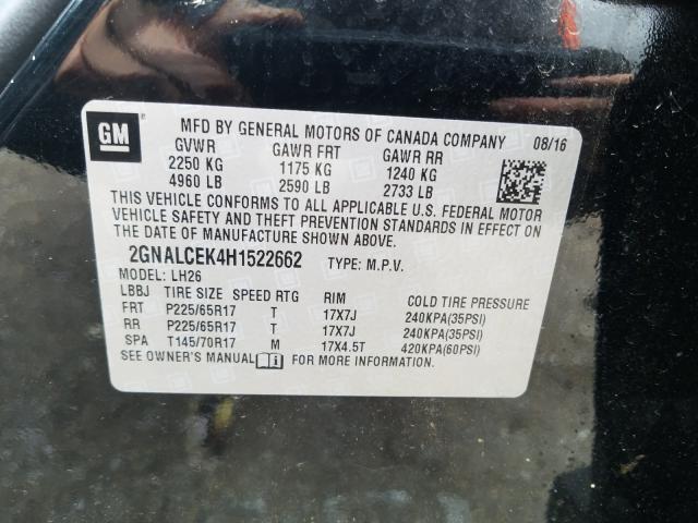 Photo 9 VIN: 2GNALCEK4H1522662 - CHEVROLET EQUINOX LT 