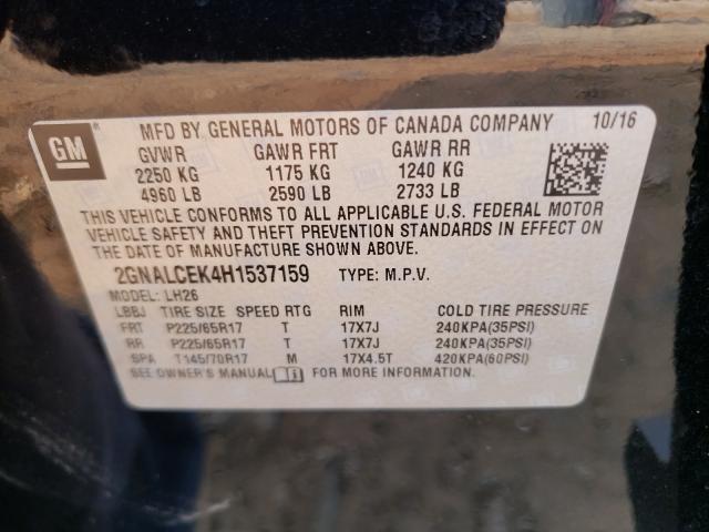 Photo 9 VIN: 2GNALCEK4H1537159 - CHEVROLET EQUINOX LT 