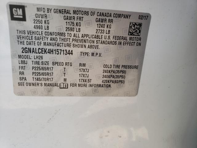 Photo 9 VIN: 2GNALCEK4H1571344 - CHEVROLET EQUINOX LT 