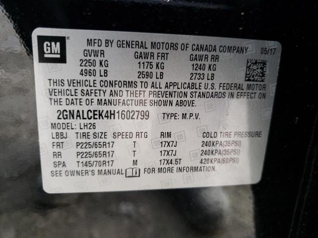 Photo 9 VIN: 2GNALCEK4H1602799 - CHEVROLET EQUINOX LT 