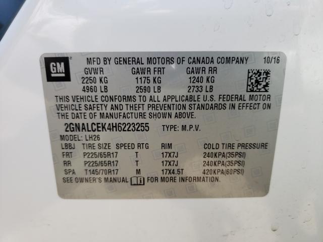 Photo 9 VIN: 2GNALCEK4H6223255 - CHEVROLET EQUINOX LT 