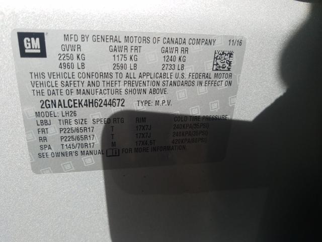 Photo 9 VIN: 2GNALCEK4H6244672 - CHEVROLET EQUINOX LT 