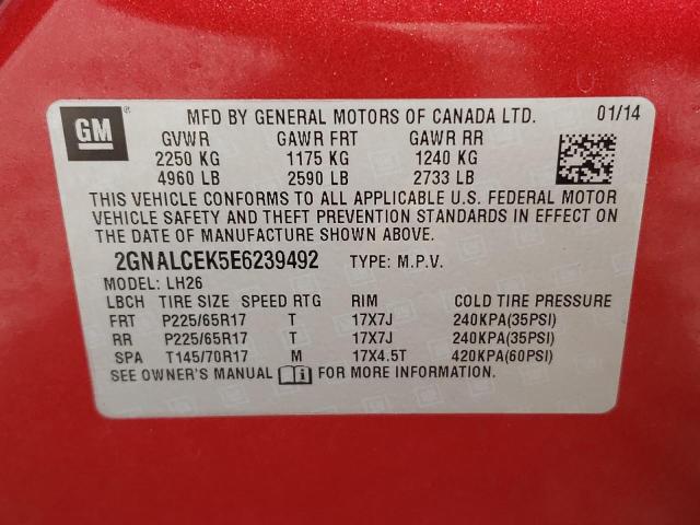 Photo 9 VIN: 2GNALCEK5E6239492 - CHEVROLET EQUINOX LT 