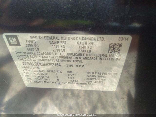 Photo 8 VIN: 2GNALCEK5E6293164 - CHEVROLET EQUINOX 