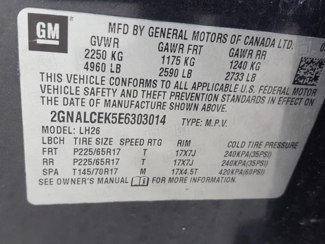 Photo 9 VIN: 2GNALCEK5E6303014 - CHEVROLET EQUINOX LT 