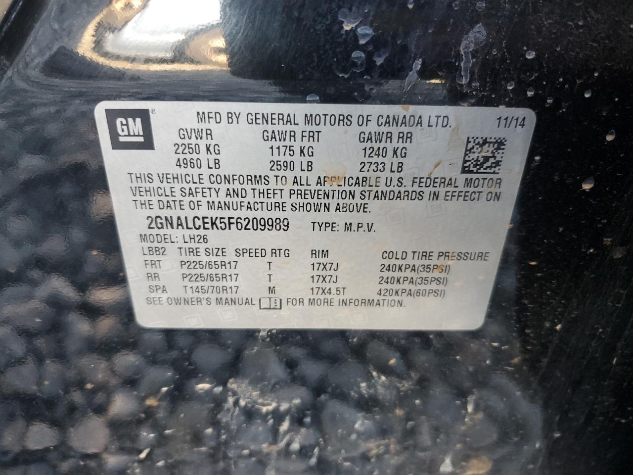 Photo 12 VIN: 2GNALCEK5F6209989 - CHEVROLET EQUINOX 