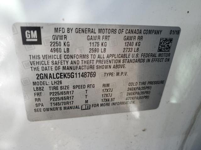 Photo 12 VIN: 2GNALCEK5G1148769 - CHEVROLET EQUINOX LT 