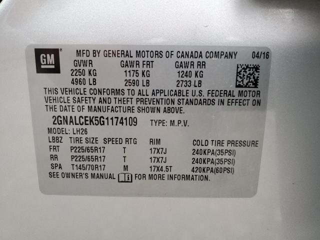 Photo 11 VIN: 2GNALCEK5G1174109 - CHEVROLET EQUINOX LT 