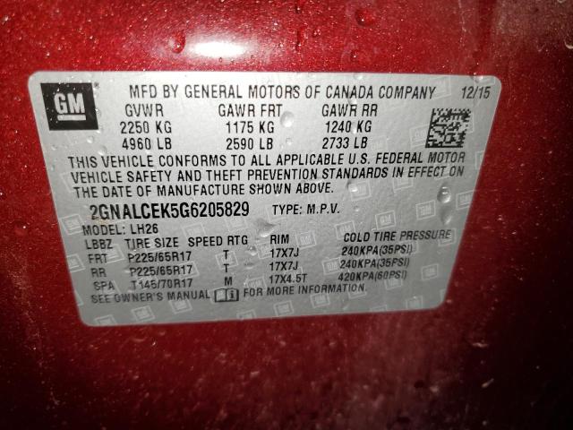 Photo 11 VIN: 2GNALCEK5G6205829 - CHEVROLET EQUINOX 