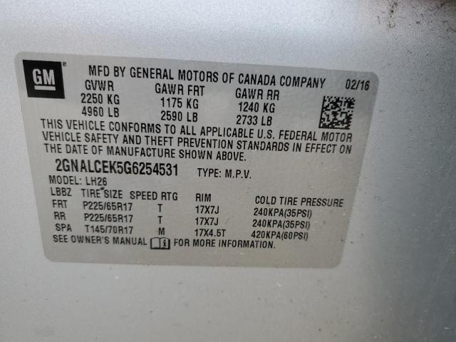 Photo 12 VIN: 2GNALCEK5G6254531 - CHEVROLET EQUINOX 