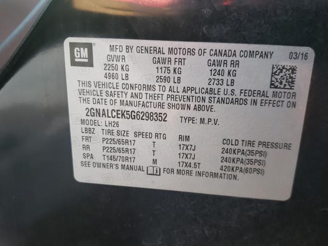 Photo 9 VIN: 2GNALCEK5G6298352 - CHEVROLET EQUINOX LT 