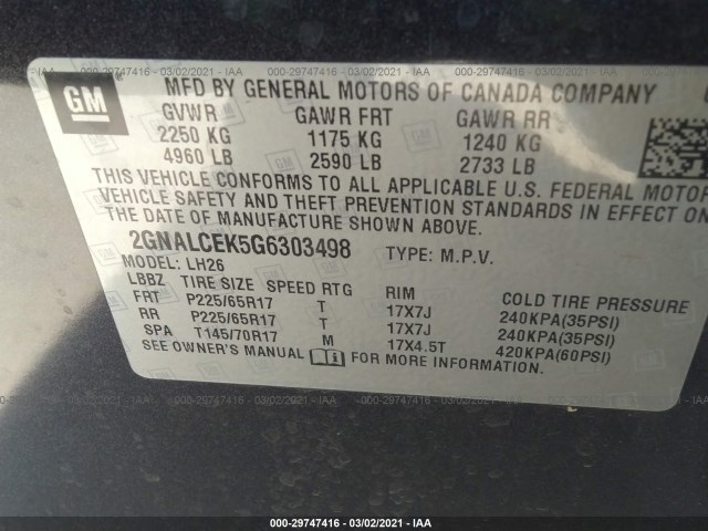 Photo 8 VIN: 2GNALCEK5G6303498 - CHEVROLET EQUINOX 