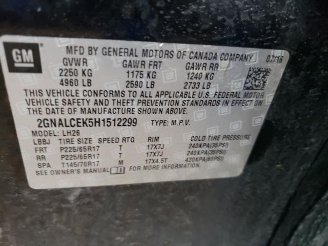 Photo 9 VIN: 2GNALCEK5H1512299 - CHEVROLET EQUINOX LT 