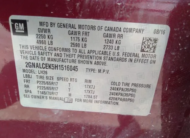 Photo 8 VIN: 2GNALCEK5H1516045 - CHEVROLET EQUINOX 