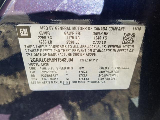 Photo 9 VIN: 2GNALCEK5H1543004 - CHEVROLET EQUINOX LT 