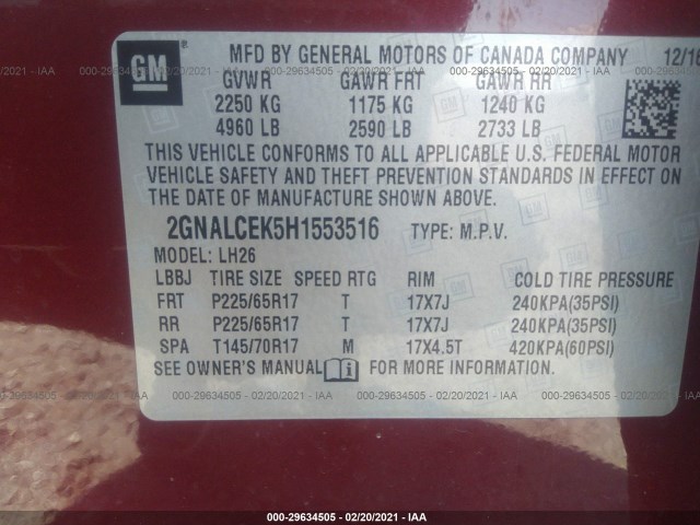 Photo 8 VIN: 2GNALCEK5H1553516 - CHEVROLET EQUINOX 