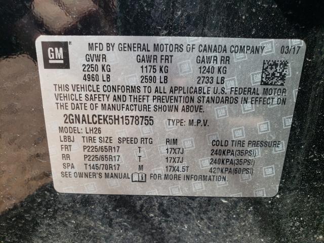 Photo 9 VIN: 2GNALCEK5H1578755 - CHEVROLET EQUINOX LT 